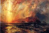 Thomas Moran Famous Paintings - Fiercely the Red Sun Descending, Burned His Way Across the Heavens